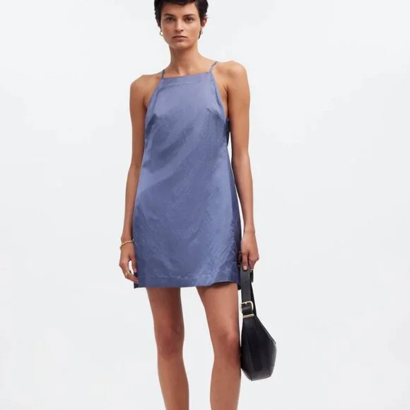madewell high neck mini dress High-Neck Mini Dress in Dot
